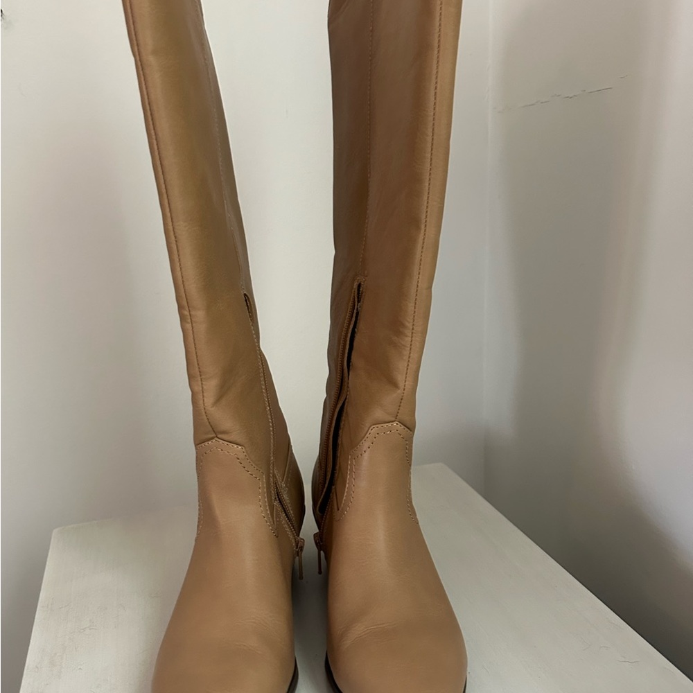 Target Tan Over the Knee Boots Smooth Leather